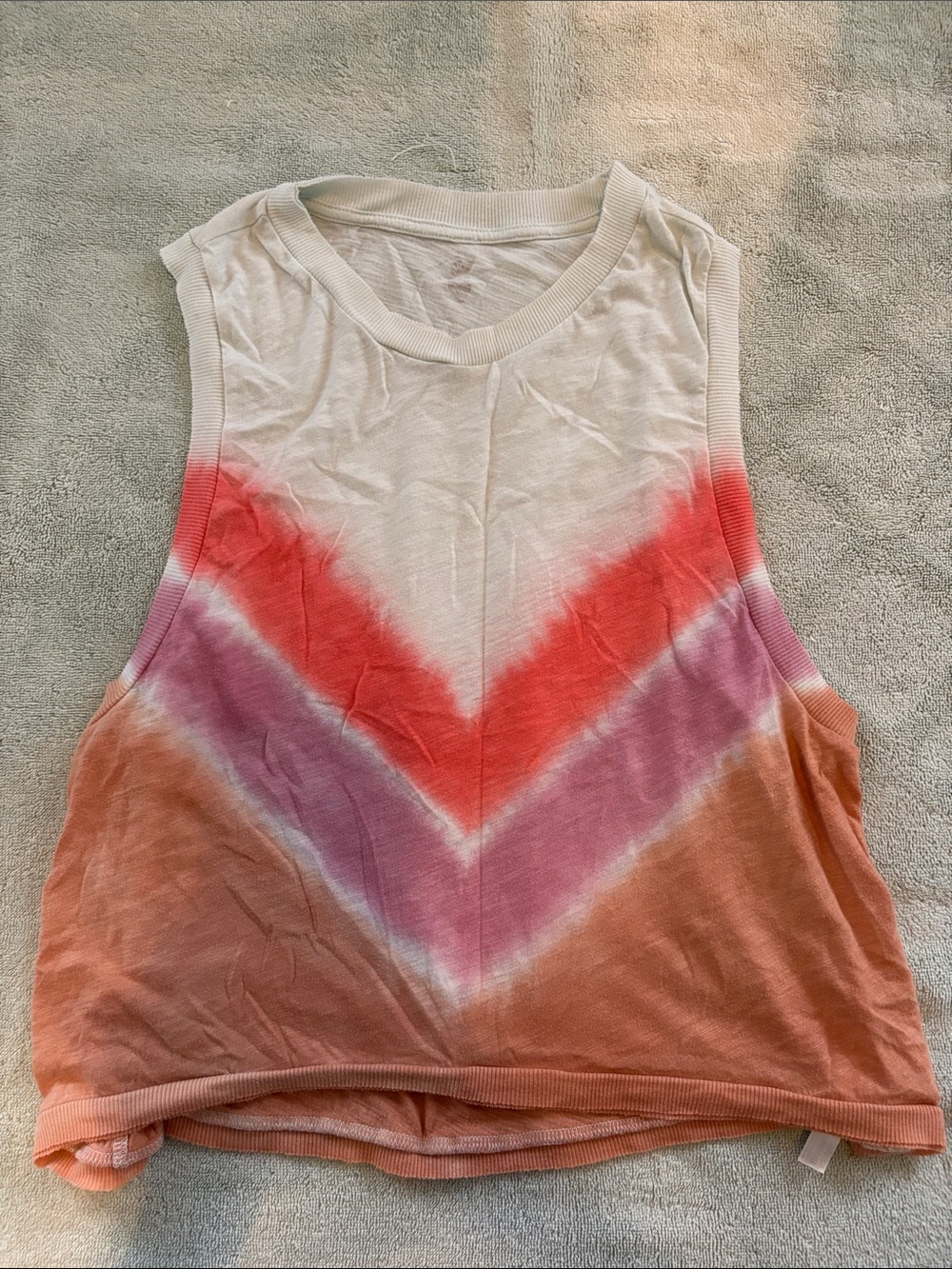 Free People Chevron Tie-Dye Muscle Tank — White, Coral, Pink, Orange